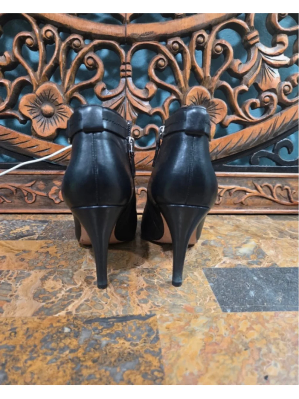 Coach Black Leather Stiletto Ankle Booties Size 5.5